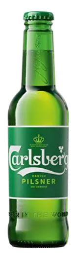 Fles Carlsberg, bier van Carlsberg, op voorraad bij slijterij t Bockje in Bathmen