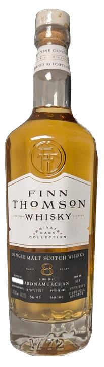 Fles Finn Thomson Ardnamurchan 2017 8 Years Old #514, single malt whisky, op voorraad bij slijterij t Bockje in Bathmen