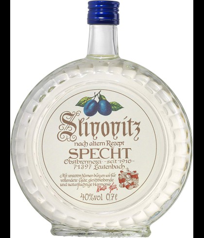 Fles Specht Slivovitz, pruimendistillaat, op voorraad bij slijterij t Bockje in Bathmen