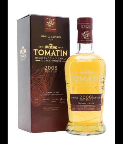 Fles Tomatin 2008 Cognac Cask, Highland single malt whisky, op voorraad bij slijterij t Bockje in Bathmen