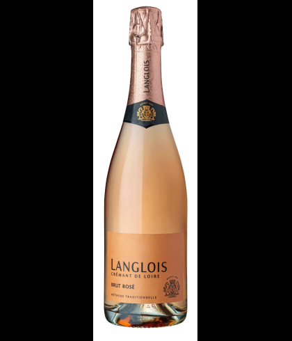 Fles Langlois Crémant de Loire Cuvée Brut Rosé, wijn op voorraad bij slijterij t Bockje in Bathmen