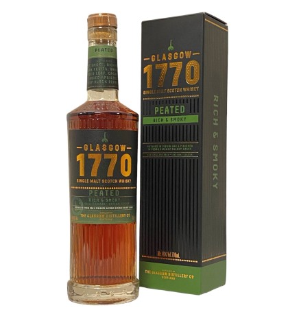 Fles Glasgow 1770 Peated, whisky, op voorraad bij slijterij ’t Bockje in Bathmen