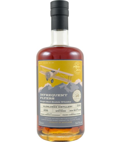 Fles Infrequent Flyers Glenlossie 16 Years Old, single malt whisky, op voorraad bij slijterij t Bockje in Bathmen