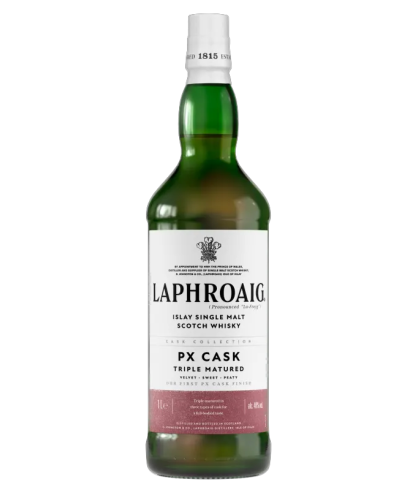 Fles Islay single malt van Laphroaig, op voorraad bij slijterij t Bockje in Bathmen