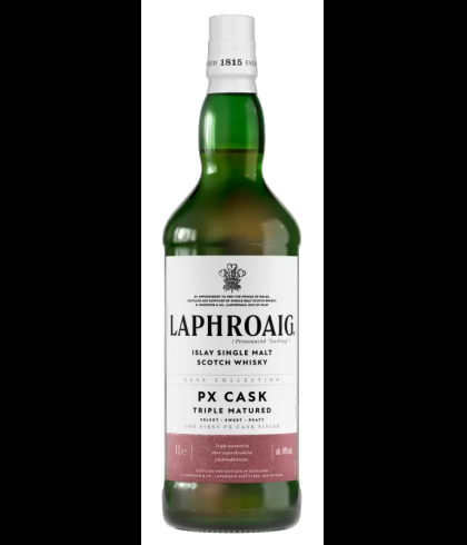 Fles Islay single malt van Laphroaig, op voorraad bij slijterij t Bockje in Bathmen