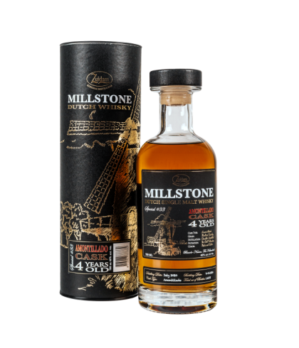 Fles Millstone Amontillado Cask 2020 4 Years Old Special #33, Nederlandse whisky van Zuidam Distillers, op voorraad bij slijterij t Bockje in Bathmen