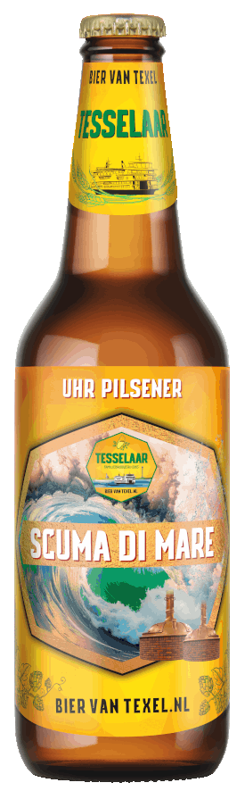 Fles Tesselaar Scuma Di Mare Premium Pilsener, bier van Tesselaar, op voorraad bij slijterij ’t Bockje in Bathmen