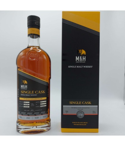 Fles M and H Benelux STR Cask 2018, Israelische single malt whisky, op voorraad bij slijterij t Bockje in Bathmen