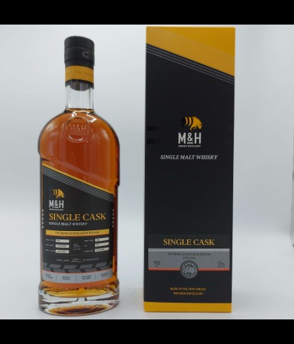 Fles M and H Benelux STR Cask 2018, Israelische single malt whisky, op voorraad bij slijterij t Bockje in Bathmen