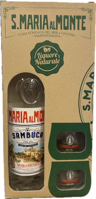 Likeur Santa Maria al Monte Sambuca Giftbox van Santa, bij slijterij ’t Bockje in Bathmen