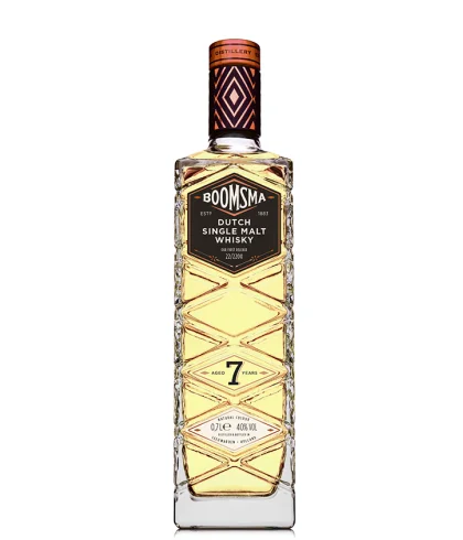 Fles Boomsma Dutch Single Malt Whisky 7 Jaar Oud, whisky, op voorraad bij slijterij t Bockje in Bathmen