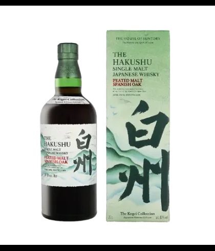 Fles Hakushu Kogei Collection Peated Malt Spanish Oak, single malt whisky, op voorraad bij slijterij t Bockje in Bathmen