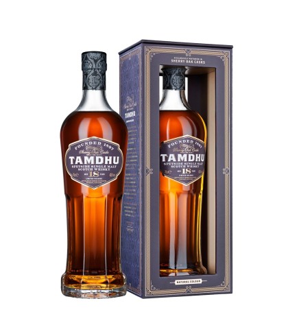 Fles Tamdhu 18 Years Old, Speyside single malt whisky uit Knockando, op voorraad bij slijterij ’t Bockje in Bathmen