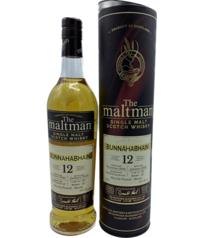 Fles The Maltman Bunnahabhain 12 Years Old, enkel vat gebotteld door The Maltman uit Glasgow, op voorraad bij slijterij t Bockje in Bathmen