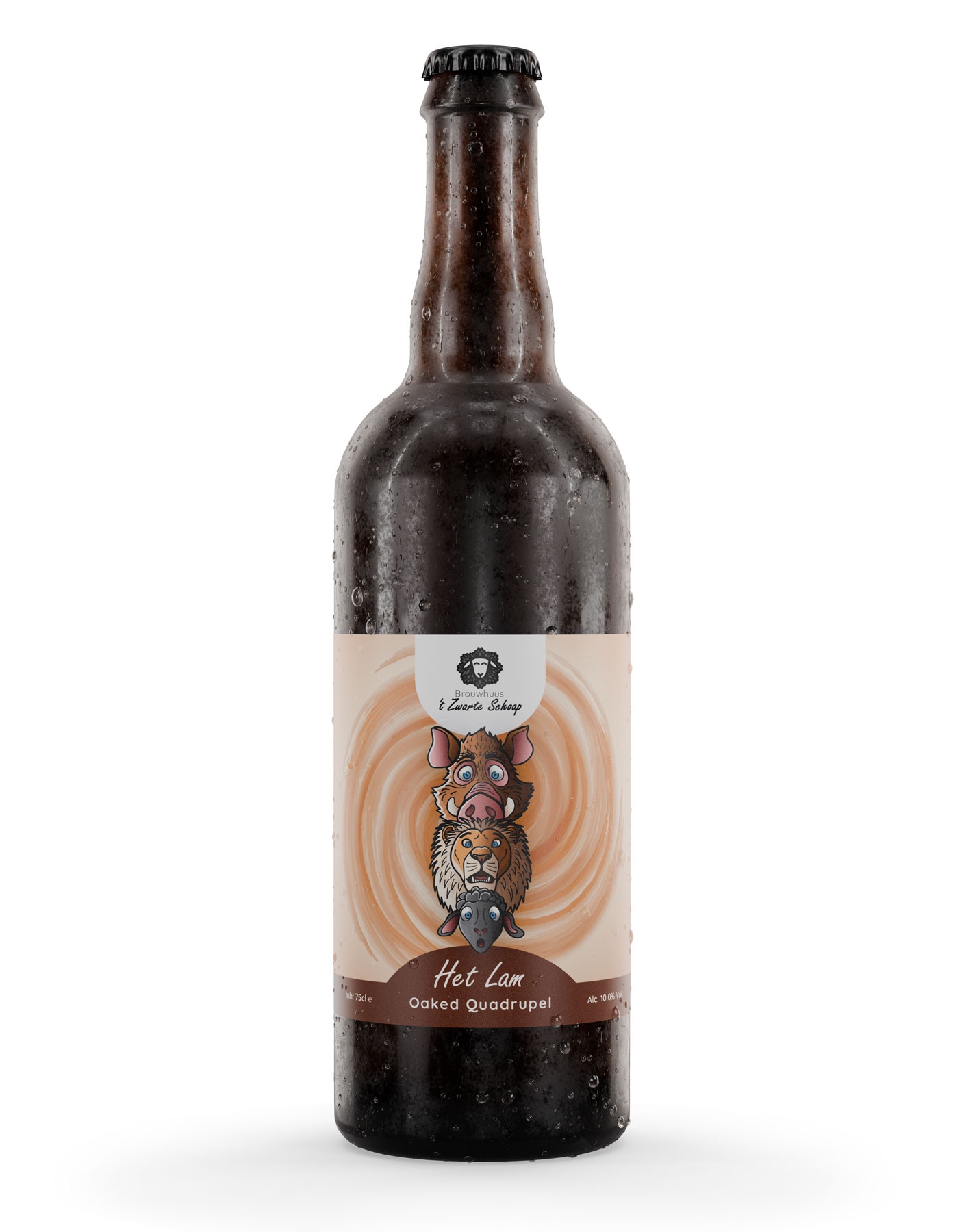 Fles 't Zwarte Schoap Het Lam Oaked Quadrupel, bier van 't Zwarte Schoap, op voorraad bij slijterij t Bockje in Bathmen