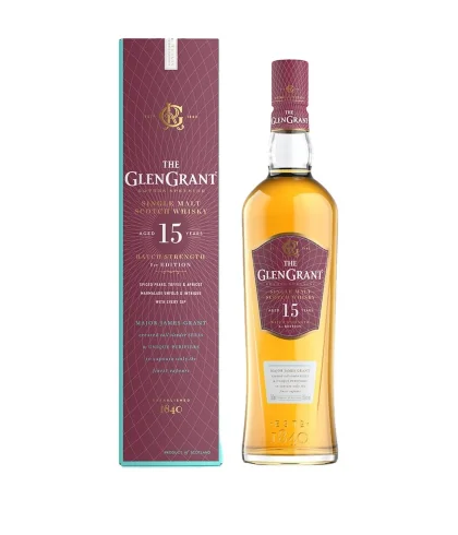 Fles Glen Grant 15 Years Old Batch Strength, single malt whisky, op voorraad bij slijterij t Bockje in Bathmen