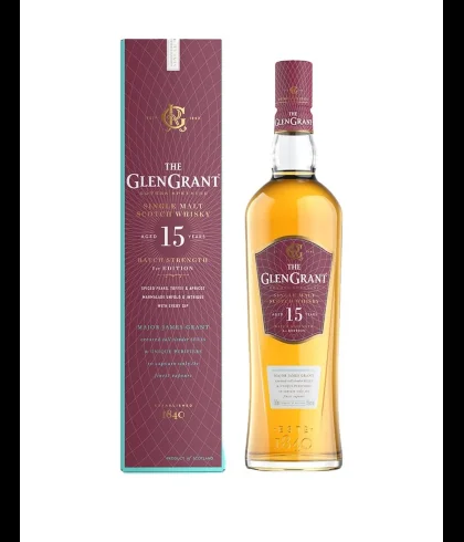 Fles Glen Grant 15 Years Old Batch Strength, single malt whisky, op voorraad bij slijterij t Bockje in Bathmen