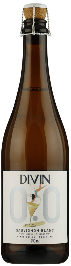 Alcoholvrije drank DIVIN Sparkling Sauvignon Blanc van Divin, op voorraad bij slijterij ’t Bockje in Bathmen
