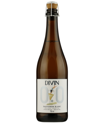 Alcoholvrije drank DIVIN Sparkling Sauvignon Blanc van Divin, bij slijterij ’t Bockje in Bathmen