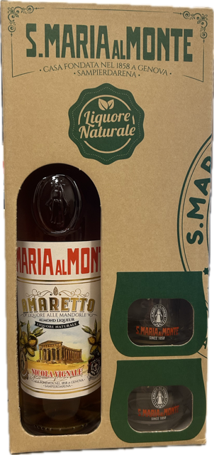 Likeur Santa Maria al Monte Amaretto Giftbox van Santa, op voorraad bij slijterij ’t Bockje in Bathmen