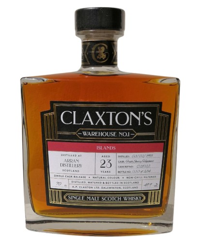 Fles Claxton's Warehouse No.1 Arran 1998 23 Years Old, single malt whisky, op voorraad bij slijterij t Bockje in Bathmen