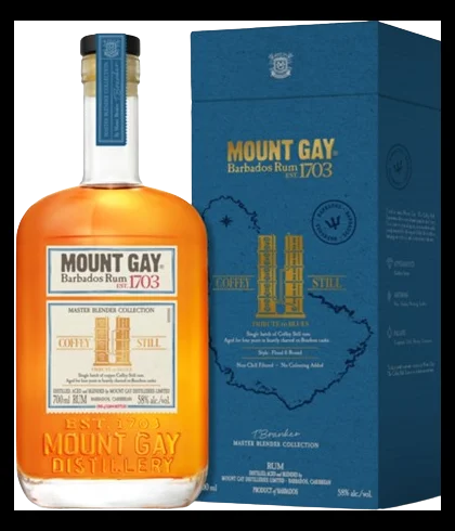 Fles Mount Gay Coffey Still Rum, rum, op voorraad bij slijterij t Bockje in Bathmen