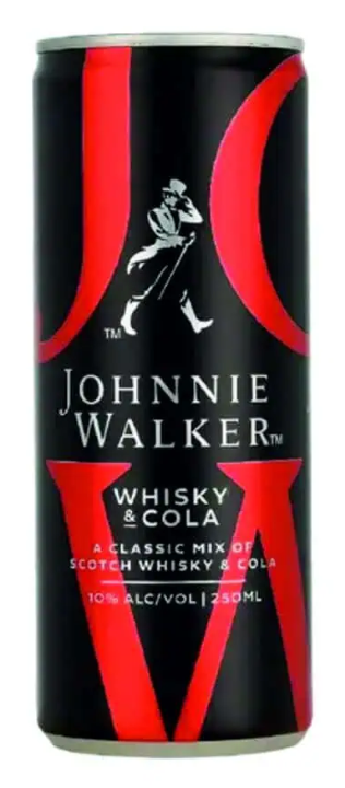 Pre-mix Johnnie Walker Whisky & Cola van Johnnie Walker, bij slijterij ’t Bockje in Bathmen
