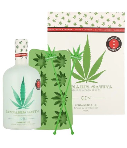Geschenk Cannabis Sativa Gin Giftpack, bij slijterij ’t Bockje in Bathmen