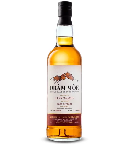 Fles Dràm Mòr Linkwood 11 Years Old 2013, single malt whisky, op voorraad bij slijterij ’t Bockje in Bathmen