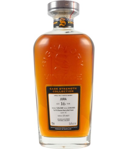 Fles Signatory Vintage Isle of Jura 2009 16Y Cask Strength 16, enkel vat gebotteld door Signatory Vintage, op voorraad bij slijterij t Bockje in Bathmen