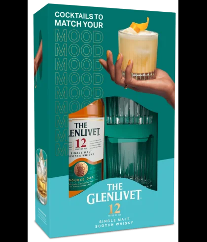 Geschenk The Glenlivet 12 Years Old Double Oak Giftpack met 2 Glazen, bij slijterij ’t Bockje in Bathmen
