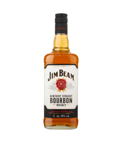 Fles Kentucky bourbon van Jim Beam, op voorraad bij slijterij t Bockje in Bathmen
