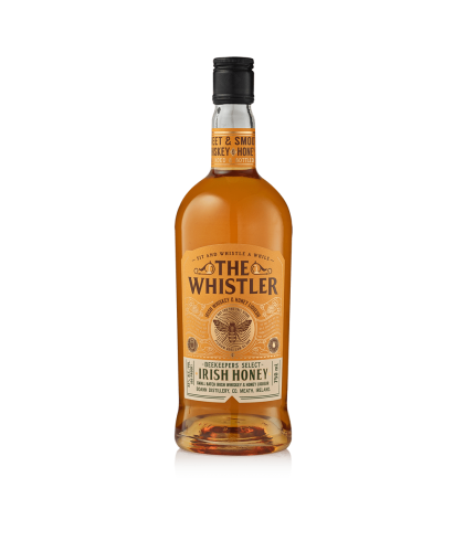 Fles The Whistler Irish Honey, Ierse whiskey van Boann in de Boyne Valley, op voorraad bij slijterij t Bockje in Bathmen