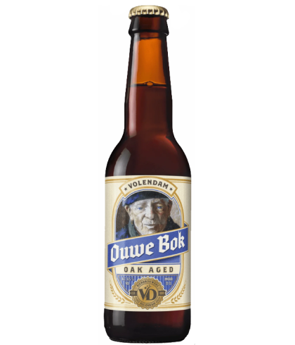 Fles Volendam Ouwe Bock Oak Aged, bier, bij slijterij t Bockje in Bathmen