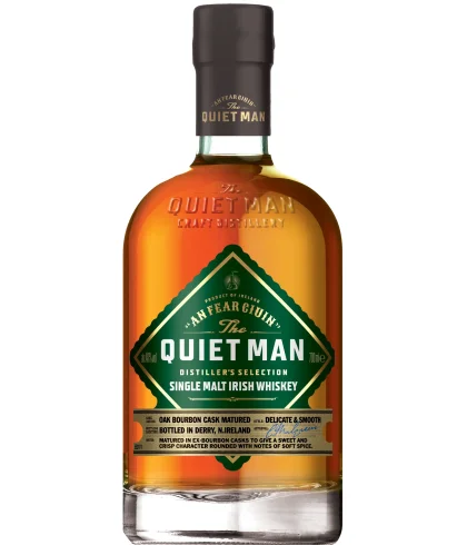 Fles The Quiet Man Single Malt Bourbon Cask, Ierse whiskey, op voorraad bij slijterij t Bockje in Bathmen