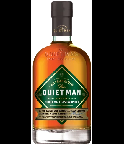 Fles The Quiet Man Single Malt Bourbon Cask, Ierse whiskey, op voorraad bij slijterij t Bockje in Bathmen