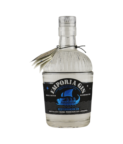Fles Emporia Mediterranean Premium Dry Gin, gin, op voorraad bij slijterij t Bockje in Bathmen