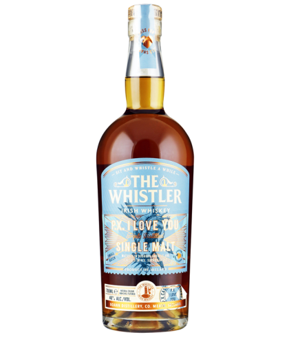 Fles The Whistler P.X. I Love You Single Malt, Ierse whiskey van Boann in de Boyne Valley, op voorraad bij slijterij t Bockje in Bathmen