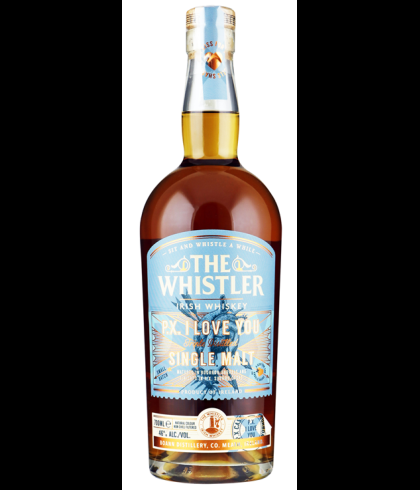 Fles The Whistler P.X. I Love You Single Malt, Ierse whiskey van Boann in de Boyne Valley, op voorraad bij slijterij t Bockje in Bathmen