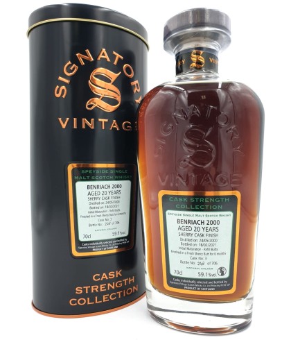 Fles Signatory Benriach 2000 Cask Strength, single malt whisky, op voorraad bij slijterij t Bockje in Bathmen