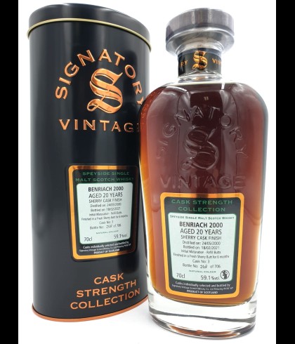 Fles Signatory Benriach 2000 Cask Strength, single malt whisky, op voorraad bij slijterij t Bockje in Bathmen