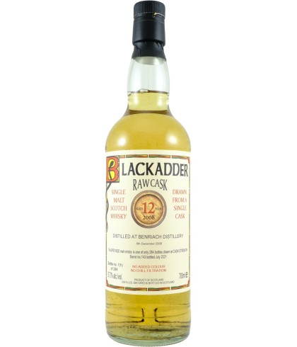 Fles Blackadder Benriach 12 Years Old, single malt whisky, op voorraad bij slijterij t Bockje in Bathmen