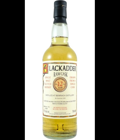 Fles Blackadder Benriach 12 Years Old, single malt whisky, op voorraad bij slijterij t Bockje in Bathmen