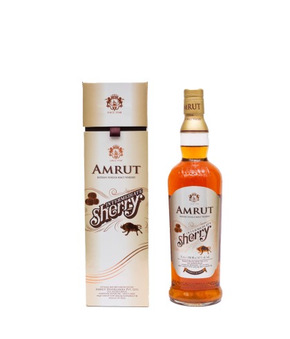 Fles Amrut Intermediate Sherry, Indiase single malt whisky, op voorraad bij slijterij t Bockje in Bathmen