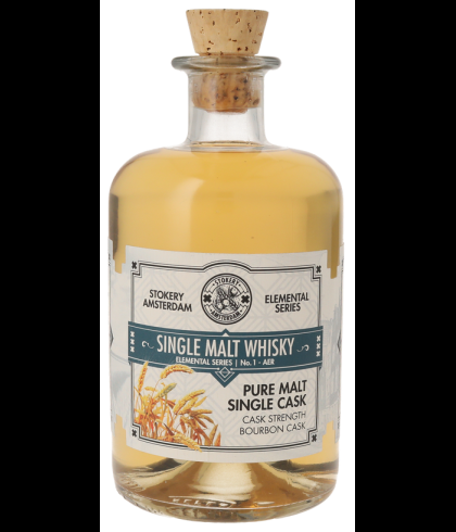 Fles Stokery Amsterdam Elemental Series No.1 Single Malt Whisky, whisky, op voorraad bij slijterij ’t Bockje in Bathmen
