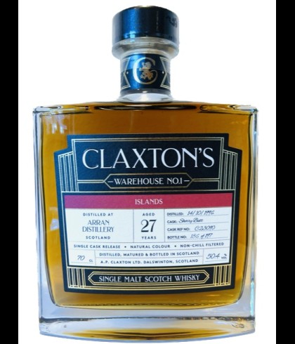 Fles Claxton's Warehouse No.1 27 Years Old Arran, single malt whisky, op voorraad bij slijterij t Bockje in Bathmen