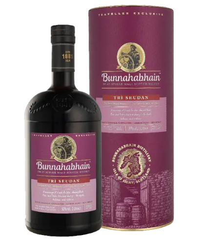 Fles Bunnahabhain Trì Seudan, whisky, bij slijterij t Bockje in Bathmen