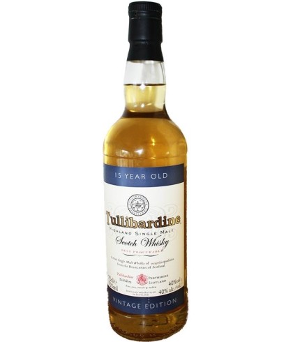 Fles TULLIBARDINE 15 years old, whisky, bij slijterij ’t Bockje in Bathmen
