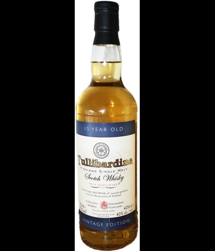 Fles Tullibardine 15 Years Old tweede botteling, Schotse single malt whisky uit Blackford, op voorraad bij slijterij t Bockje in Bathmen