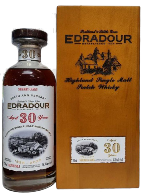 Fles Edradour 30 Years Old Sherry Cask, single malt whisky, op voorraad bij slijterij t Bockje in Bathmen
